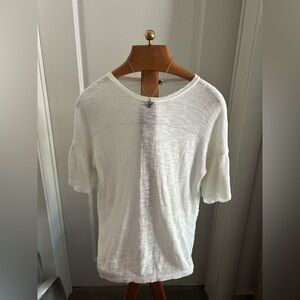 Y2K , Chic, off white, peplum sleeve, Knit Women's Blouse, size medium